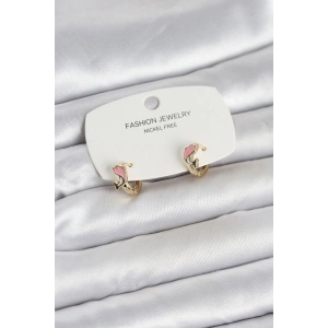 Erb Pembe Yunus Balığı Model Gold Renk Pirinç Çocuk Küpe