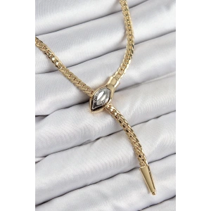 Erb Pirinç Asansörlü Yılan Model Gold Renk Kadın Kolye