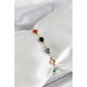 Erb Pirinç Asorti Model Gold Renk Zirkon Taşlı Kadın Bileklik