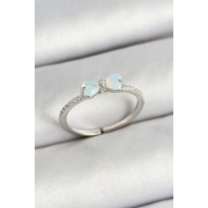 Erb Pirinç Fiyonk Figürlü Zirkon Taşlı Gümüş Renk Ayarlanabilir Kadın Yüzük