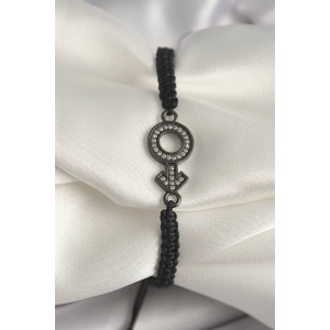 Erb Pirinç Füme Renk Zirkon Taşlı Venüs Mars Asansörlü Makrome Model Kadın Bileklik