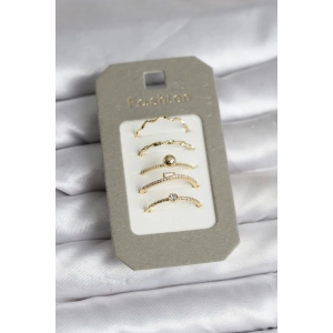 Erb Pirinç Gold Renk 5'li Yüzük Seti