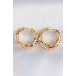 Erb Pirinç Gold Renk Asimetrik Kıvrım Küpe