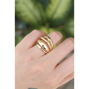 Erb Pirinç Gold Renk Ayarlanabilir Tırtıklı Bombe Yüzük