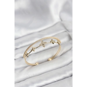 Erb Pirinç Gold Renk Çiçek Model Kadın Bileklik