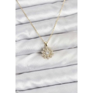 Erb Pirinç Gold Renk Çiçek Model Kadın Kolye