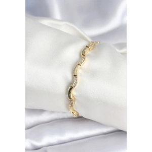 Erb Pirinç Gold Renk Dalgalı Model Kadın Bileklik