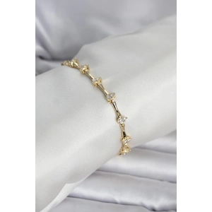 Erb Pirinç Gold Renk Damla Model Zirkon Taşlı Kadın Bileklik