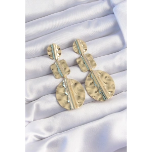 Erb Pirinç Gold Renk Geometrik Ezme Plaka Küpe