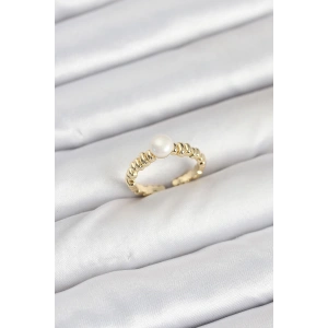 Erb Pirinç Gold Renk Göbek İnci Model Kadın Yüzük