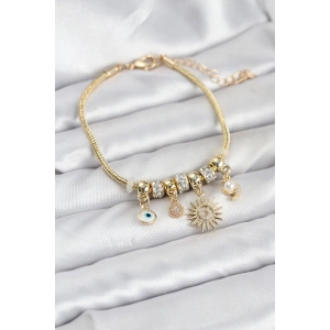Erb Pirinç Gold Renk Güneş Charmlı Kadın Bileklik