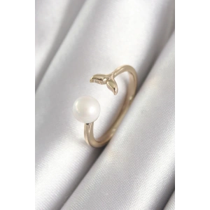 Erb Pirinç Gold Renk İnci Top Figür Balık Kuyruğu Model Kadın Yüzük