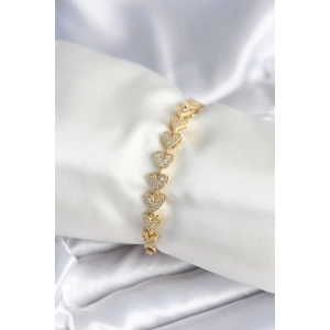 Erb Pirinç Gold Renk Kalp Model Kadın Bileklik