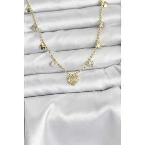 Erb Pirinç Gold Renk Kalp Model Kadın Kolye