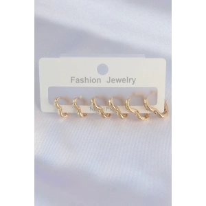 Erb Pirinç Gold Renk Kalp Model Küpe Seti