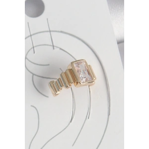 Erb Pirinç Gold Renk Kare Zirkon Taşlı Kadın Kıkırdak Küpe