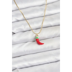 Erb Pirinç Gold Renk Kırmızı Kapya Biber Model Kadın Kolye