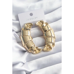 Erb Pirinç Gold Renk Kruvasan Model Kadın Küpe