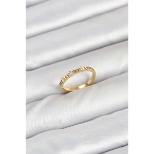 Erb Pirinç Gold Renk Lazer Kesim Kadın Yüzük