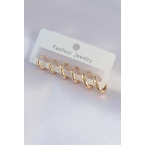 Erb Pirinç Gold Renk Oval Küpe Seti