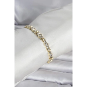 Erb Pirinç Gold Renk Petek Model Zirkon Taşlı Kadın Bileklik