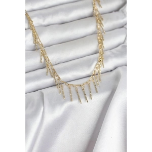 Erb Pirinç Gold Renk Saçaklı Model Kadın Kolye