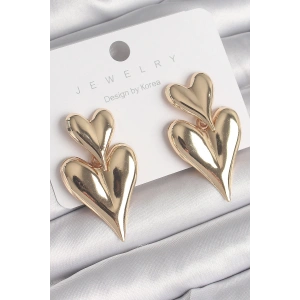 Erb Pirinç Gold Renk Sallantı Kalp Model Kadın Küpe