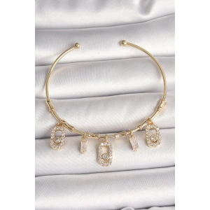 Erb Pirinç Gold Renk Sallantı Zirkon Taşlı Messika Figür Charm Kadın Bileklik