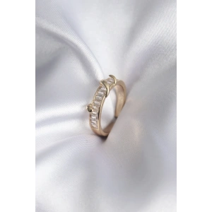 Erb Pirinç Gold Renk Su Yolu Zirkon Taşlı Model Kadın Yüzük