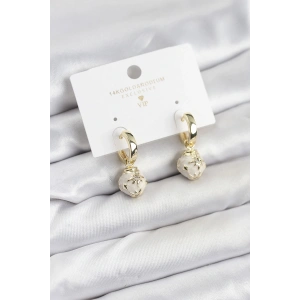 Erb Pirinç Gold Renk Topçuk Model Mineli Halka Kadın Küpe