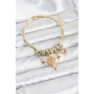 Erb Pirinç Gold Renk Uçan Balon Charmlı Kadın Bileklik