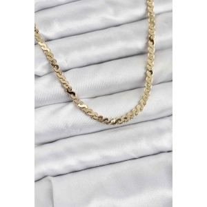 Erb Pirinç Gold Renk Yassı Zincir Kadın Kolye