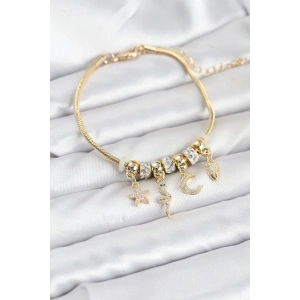 Erb Pirinç Gold Renk Yılan Charmlı Kadın Bileklik