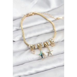 Erb Pirinç Gold Renk Yıldız Model Charmlı Kadın Bileklik