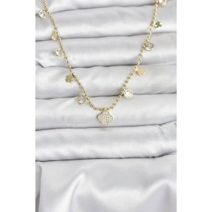 Erb Pirinç Gold Renk Yonca Model Kadın Kolye