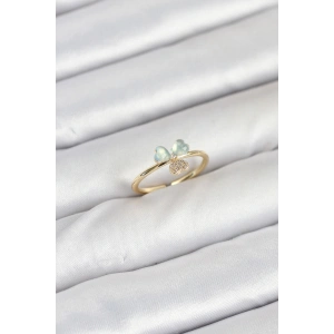 Erb Pirinç Gold Renk Yonca Model Kadın Yüzük