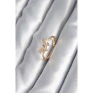 Erb Pirinç Gold Renk Zirkon Taş Detay Kelebek Model Kadın Yüzük