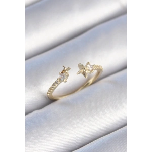 Erb Pirinç Gold Renk Zirkon Taş Detay Yıldız Model Kadın Yüzük