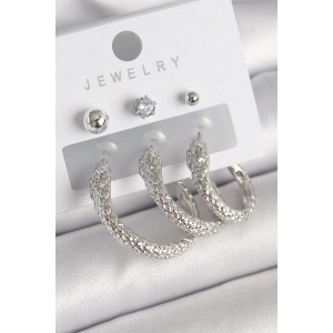 Erb Pirinç Gold Renk Zirkon Taş Detaylı Halka Yılan Model Kadın Küpe Seti