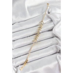 Erb Pirinç Gold Renk Zirkon Taşlı Balık Sırtı Kadın Bileklik