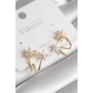 Erb Pirinç Gold Renk Zirkon Taşlı Çiçek Model Kadın Küpe