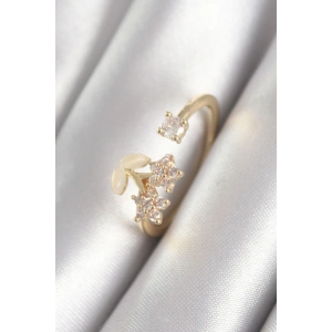 Erb Pirinç Gold Renk Zirkon Taşlı Çiçek Model Kadın Yüzük