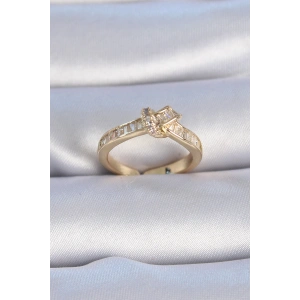 Erb Pirinç Gold Renk Zirkon Taşlı Düğüm Model Kadın Yüzük