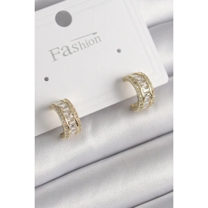 Erb Pirinç Gold Renk Zirkon Taşlı Halka Model Kadın Küpe