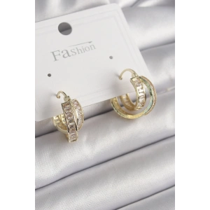 Erb Pirinç Gold Renk Zirkon Taşlı Halka Model Kadın Küpe