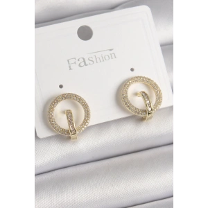 Erb Pirinç Gold Renk Zirkon Taşlı Halka Model Kadın Küpe