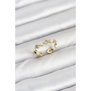 Erb Pirinç Gold Renk Zirkon Taşlı İncili Kadın Yüzük