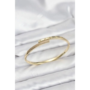 Erb Pirinç Gold Renk Zirkon Taşlı Kadın Kelepçe Bileklik