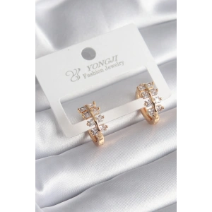 Erb Pirinç Gold Renk Zirkon Taşlı Kadın Küpe