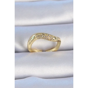 Erb Pirinç Gold Renk Zirkon Taşlı Kadın Yüzük